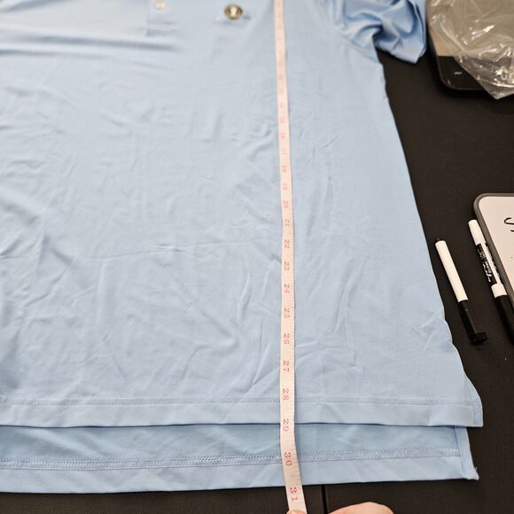 Peter Millar Mens Summer Comfort Polo Shirt Large Blue Logo Stretch Golf Preppy - Picture 10 of 11